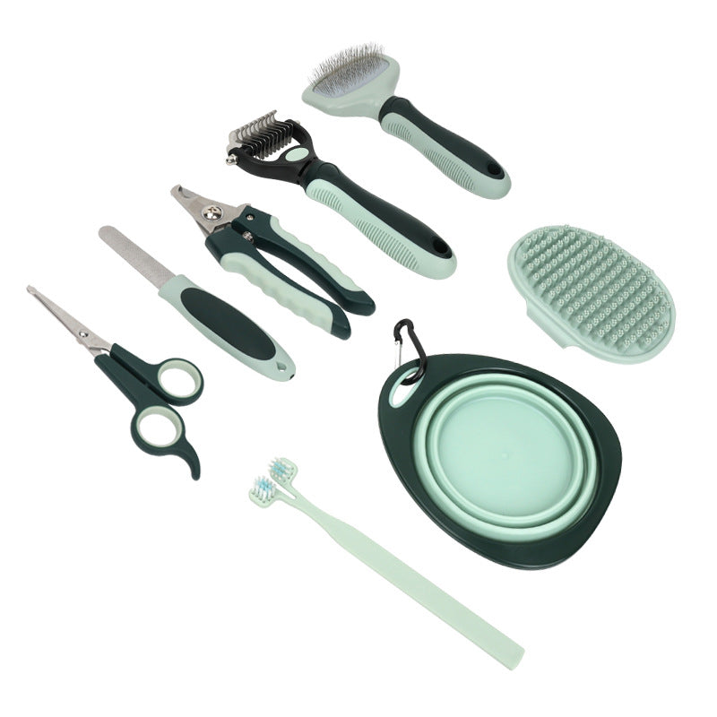 Nail Clipper-Included Pet Cleaning Hair Removal Pet Grooming Kit 8-in-1